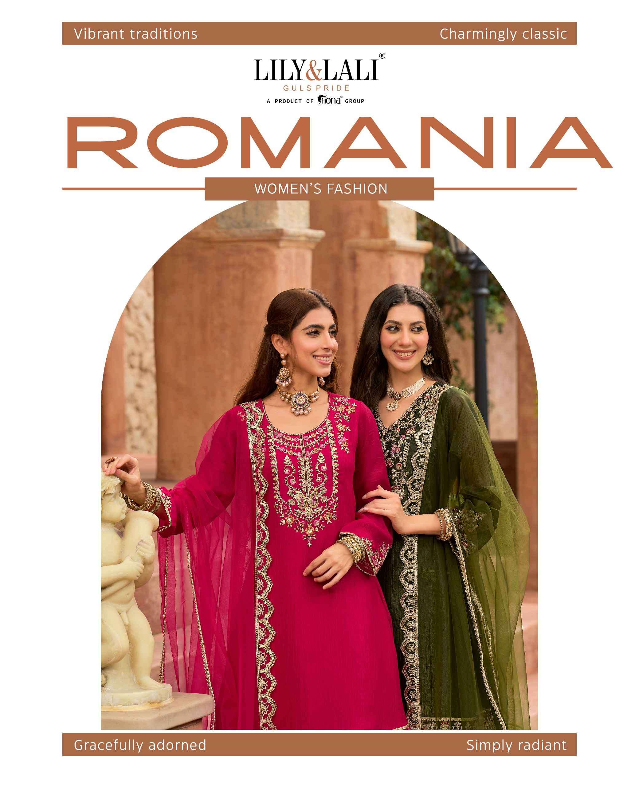 romania by lily&lali 28401-28404 series silk fancy handwork with embroidered readymade suit wholesale price surat