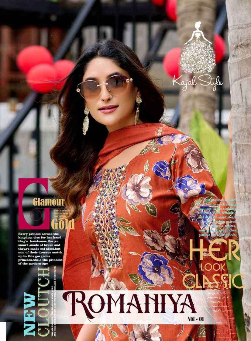 romaniya vol-1 by kajal style 1001-1008 series vertican fancy printed readymade kurti wholesale price surat