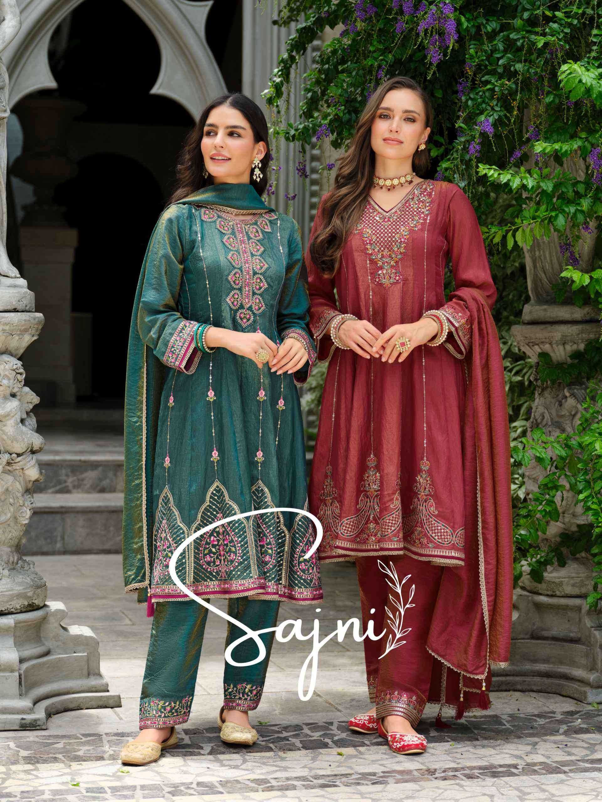 sajni by lily&lali 27421-27424 series viscose silk embroidered readyamde suit wholesale price surat