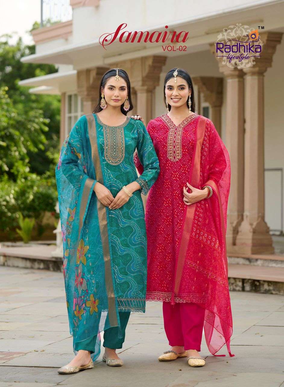 samaira vol-2  by radhika lifestyle 2001-2006 series verlin fancy printed readymade salwar kameez wholesale price surat