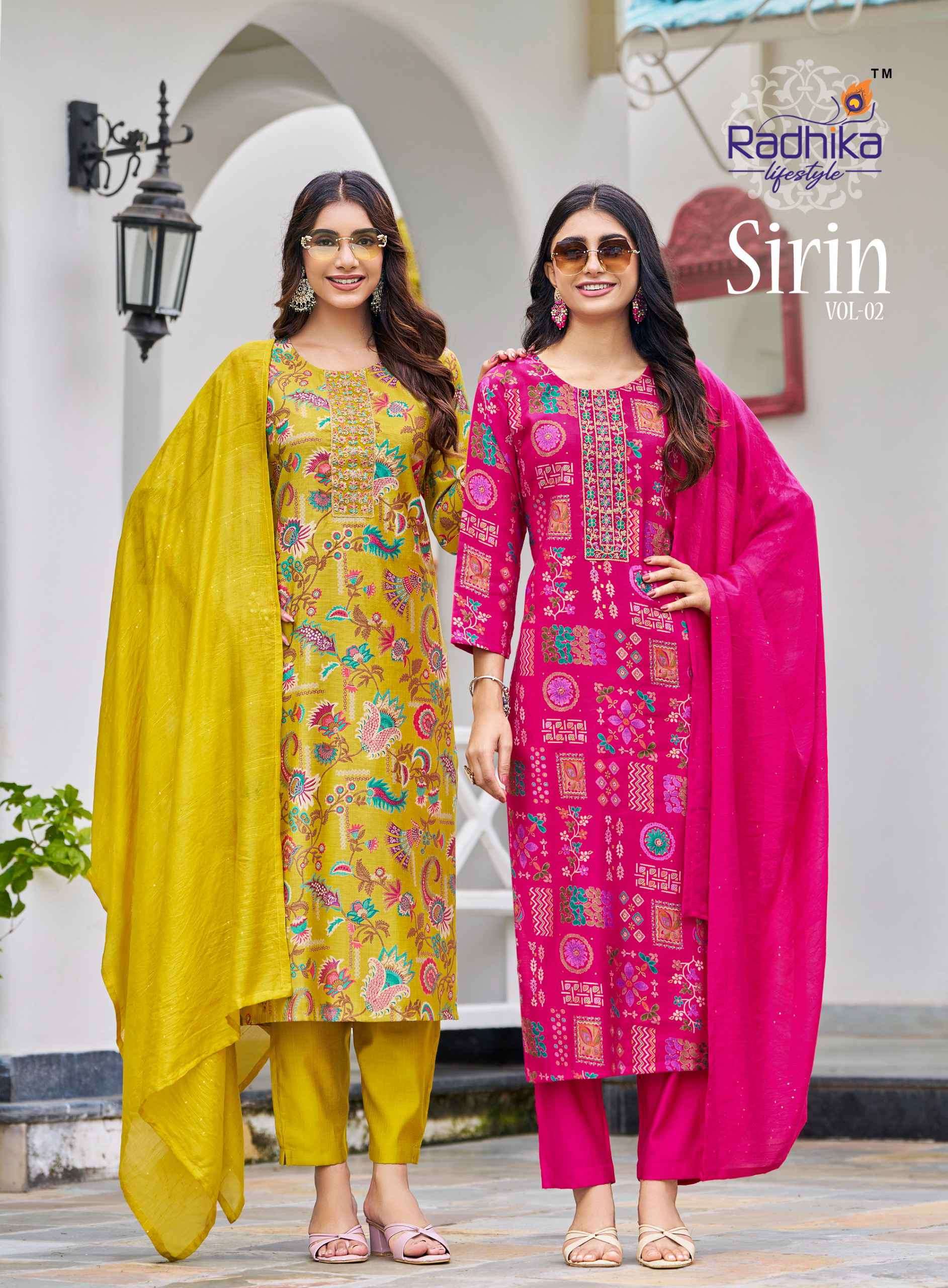 sirin vol-2 by radhika lifestyle 2001-2008 series latest designer vertican printed suit wholesale price surat