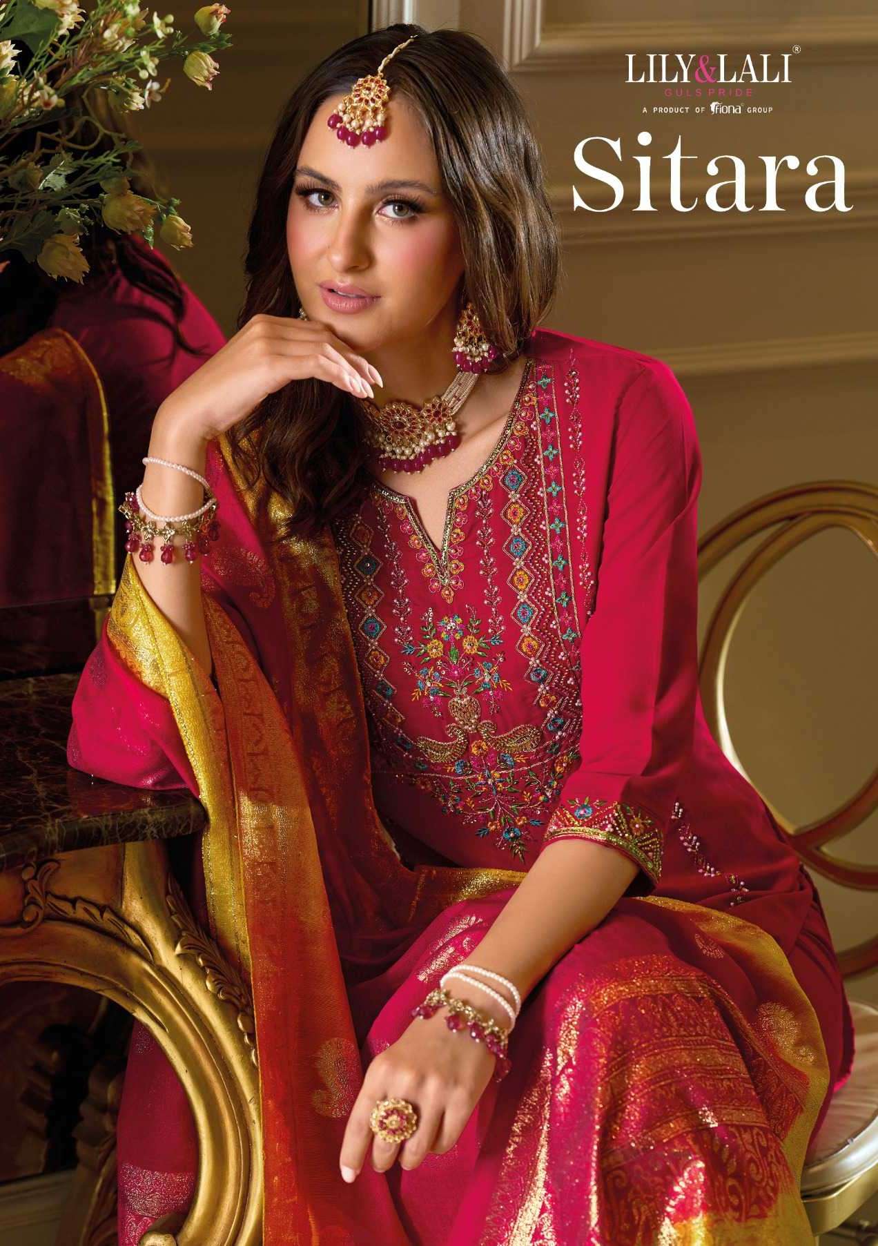 sitara lily&lali 29201-29204 series fancy embroidered viscose silk readymade salwar kameez wholesale price surat
