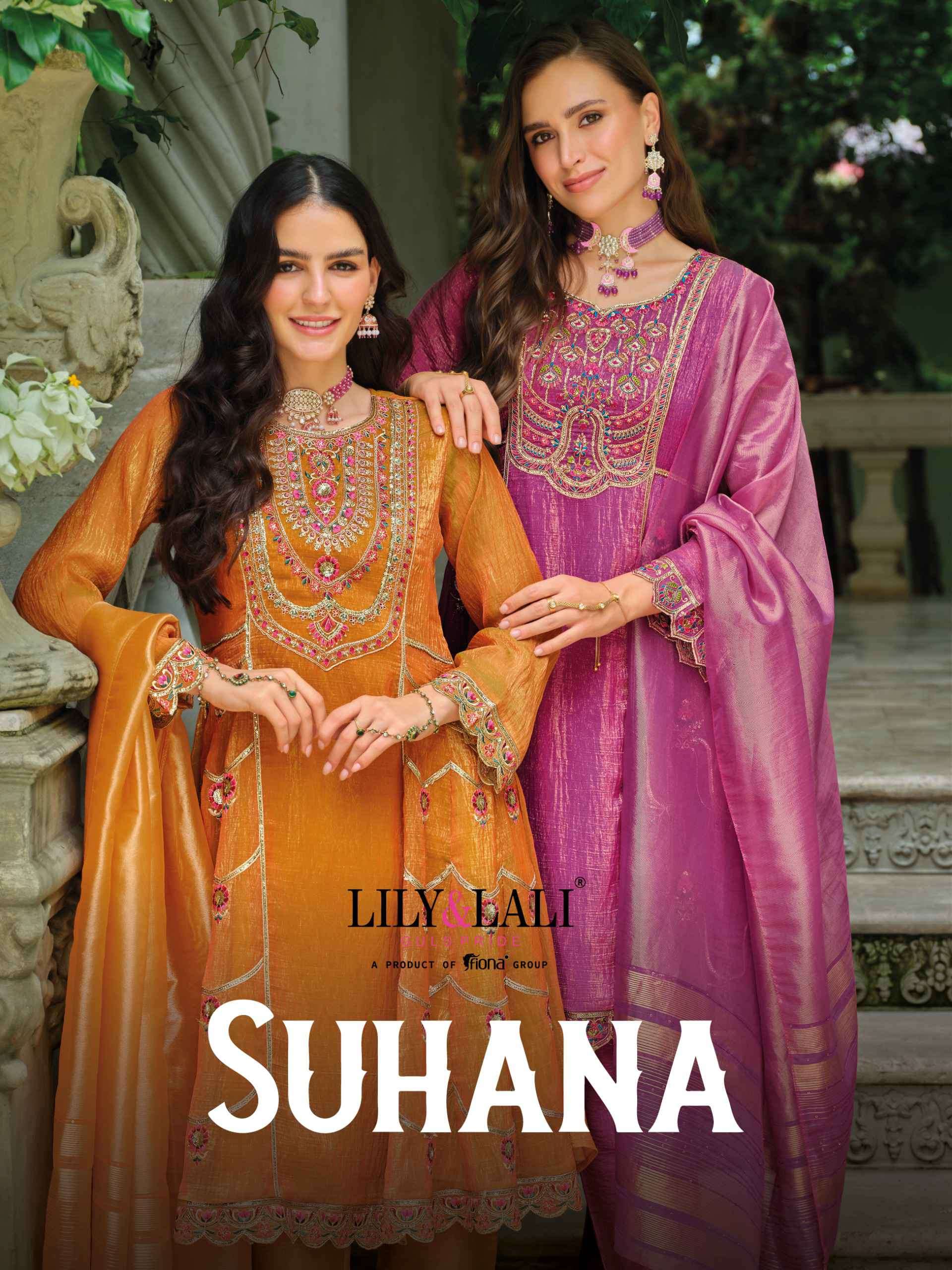 suhana by lily&lali 27621-27624 series simmer silk embroidered readymade suit wholesale price surat
