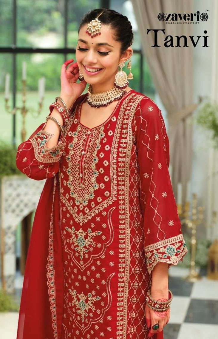 tanvi by zaveri 2131-2131 series heavy emroidered soft organza readymade suit wholesale price surat