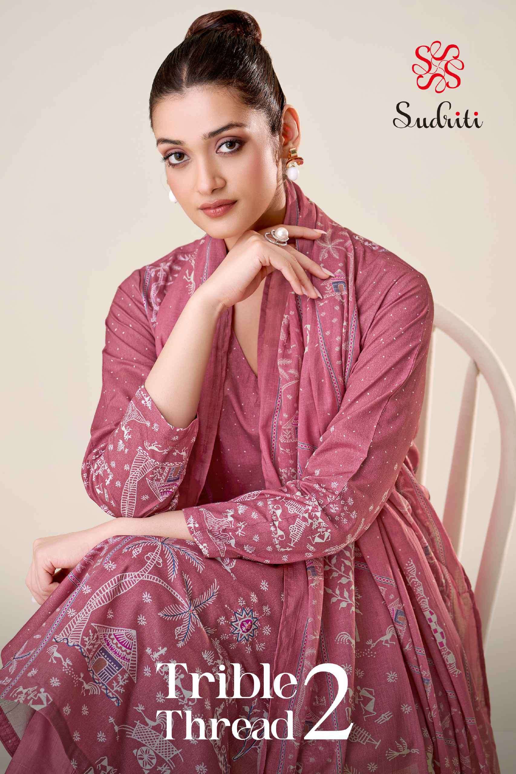 trible thread vol-2 by sudriti colors exclusive designer lawn cotton suit wholesale price surat