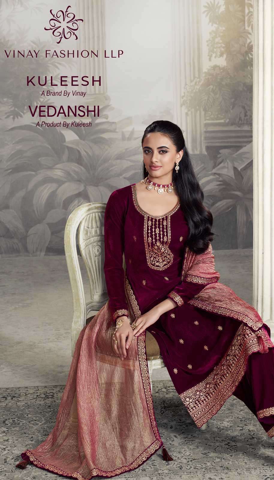 vedanshi by vinay fashion 74311-74314 series fancy embroidered velvet suit wholesale price surat
