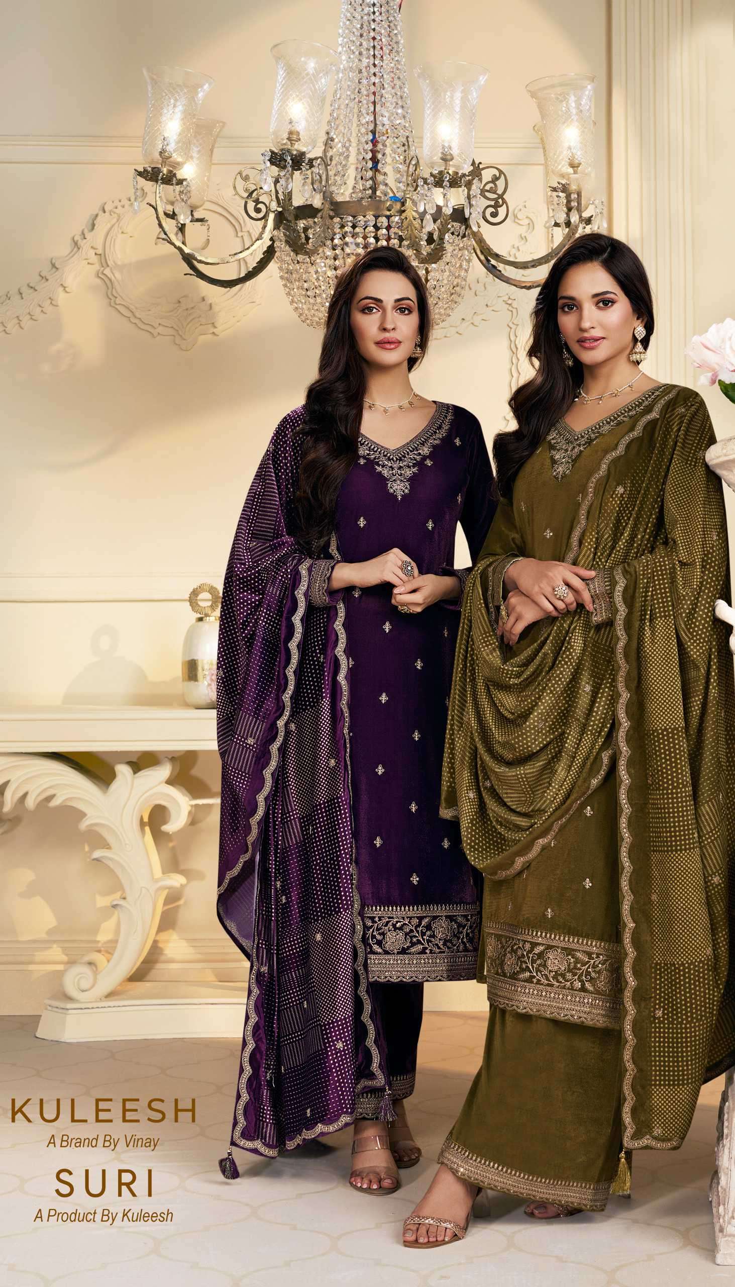 vinay fashion suri 75751-75755 series fancy embroidered velvet suit wholesale price surat