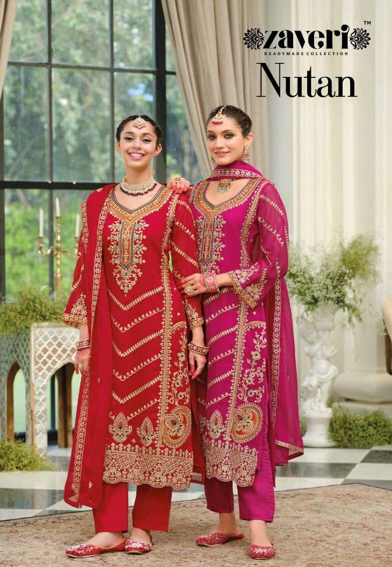 zaveri nutan soft organza embroidered readymade suit wholesale price surat