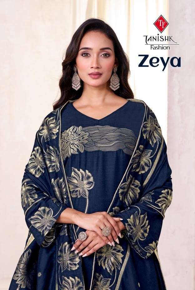 zeya by tanishk viscose muslin jacquard designer salwar kameez wholesale price surat