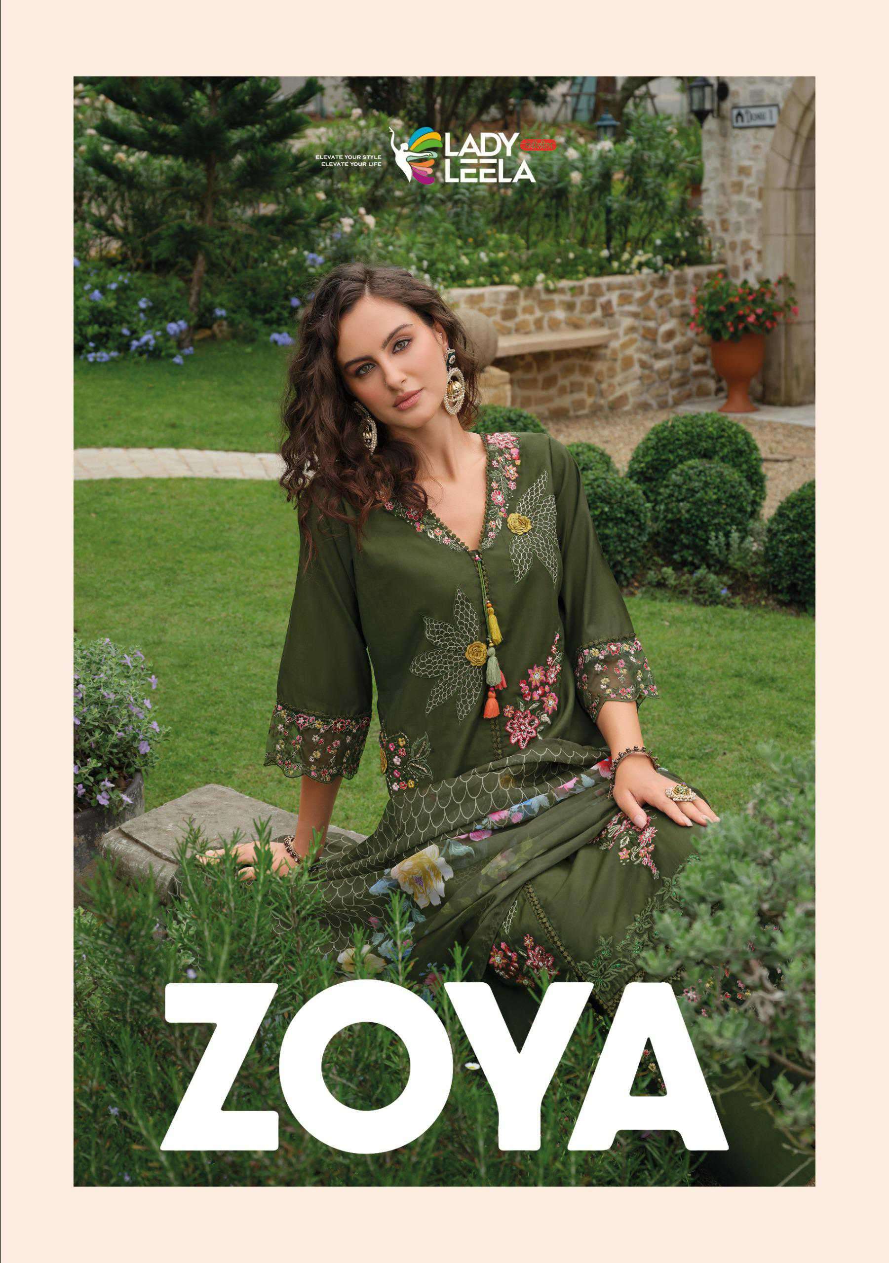 zoya by lady leela 31101-3110 viscose silk embroidered readymade collection buy wholesale dealer surat
