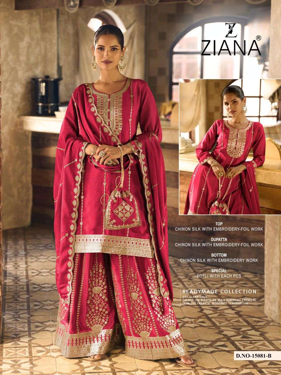 15081 by zaina heavy embroidered chinon silk readymade salwar kameez wholesale price surat