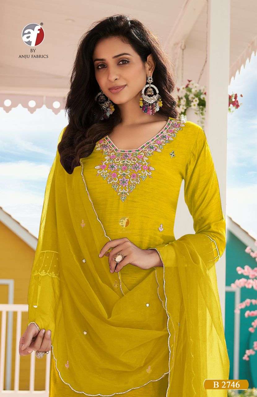 2746 by anju fabric dola silk designer readymade kurti wholesale price surat