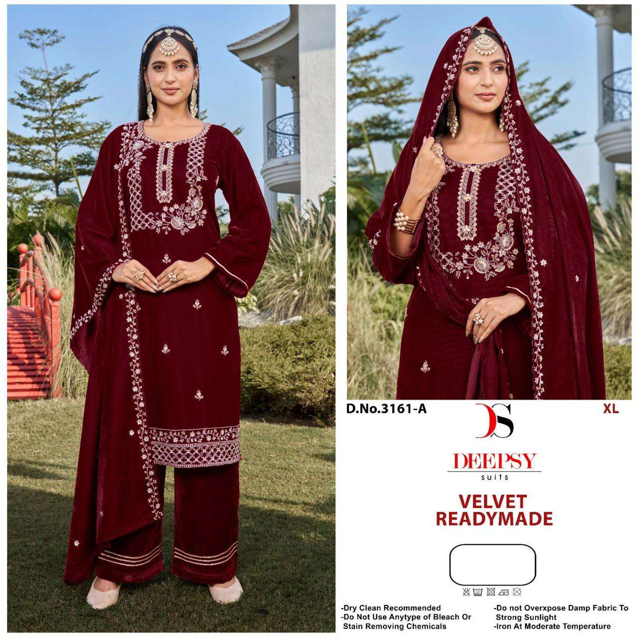 3161 by deepsy suit fancy beads work velvet readymade salwar kameez wholesale price surat