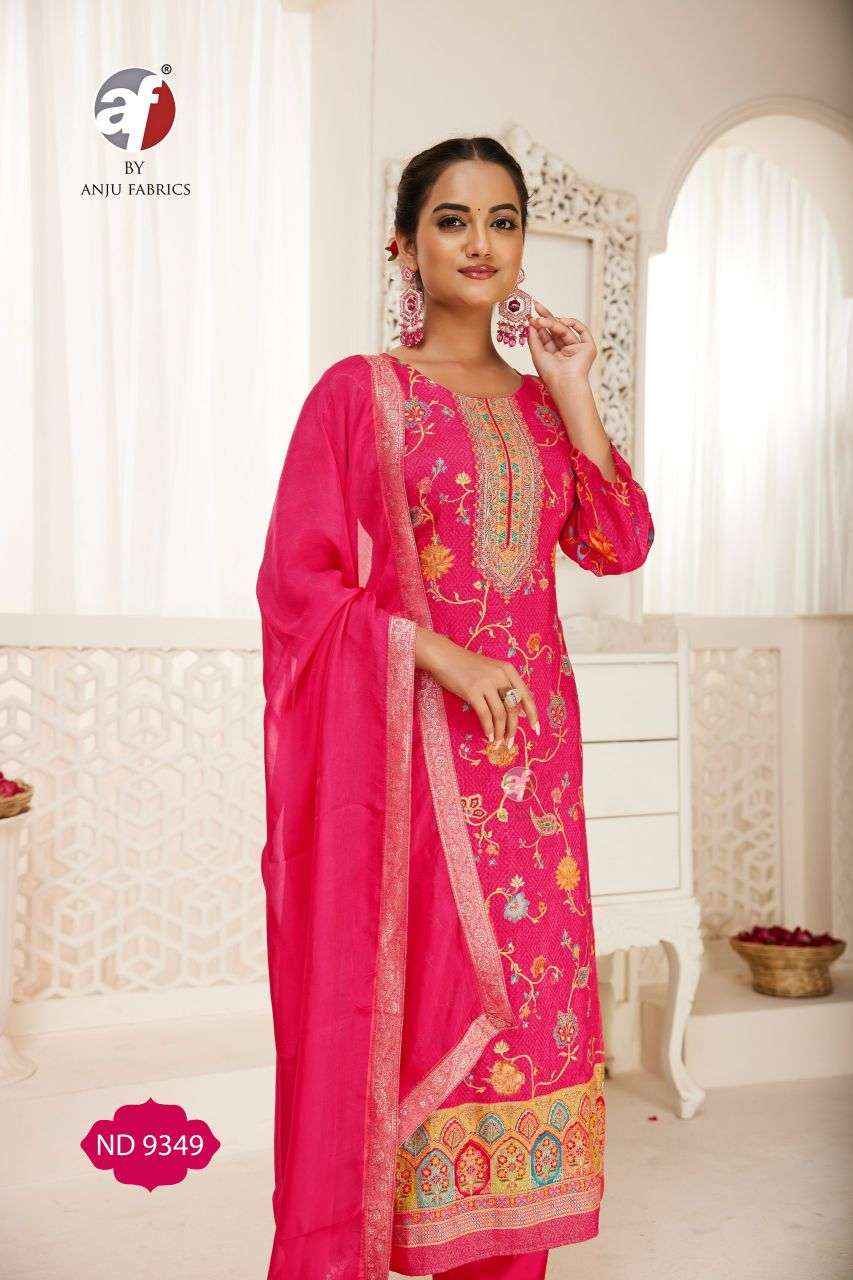 9349  by anju fabric natural crape designer readymade kurti wholesale price surat