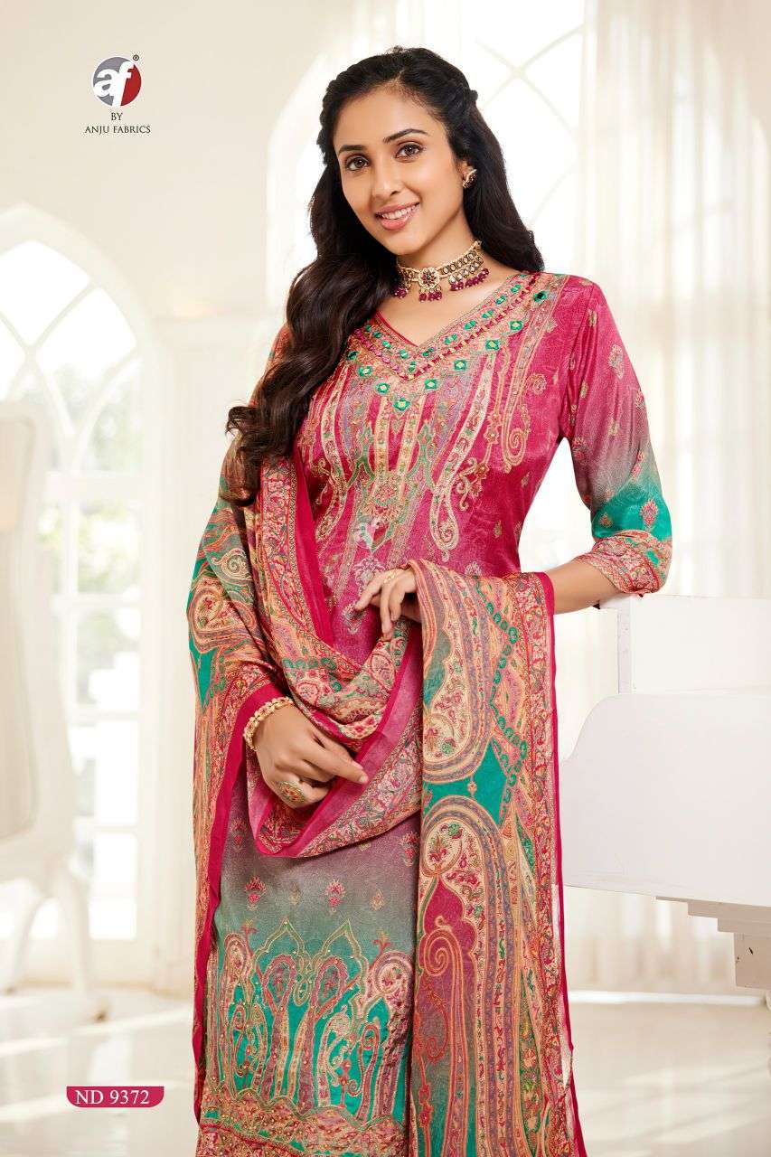 9372 by anju fabric fancy desiger natural crape readymade kurti wholesale price surat