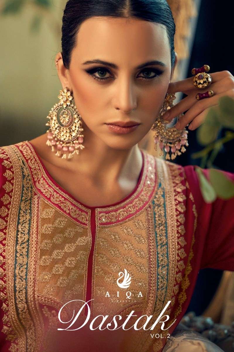 dastak vol-2 by aiqa pashmina with fancy work salwar kameez wholesale price surat