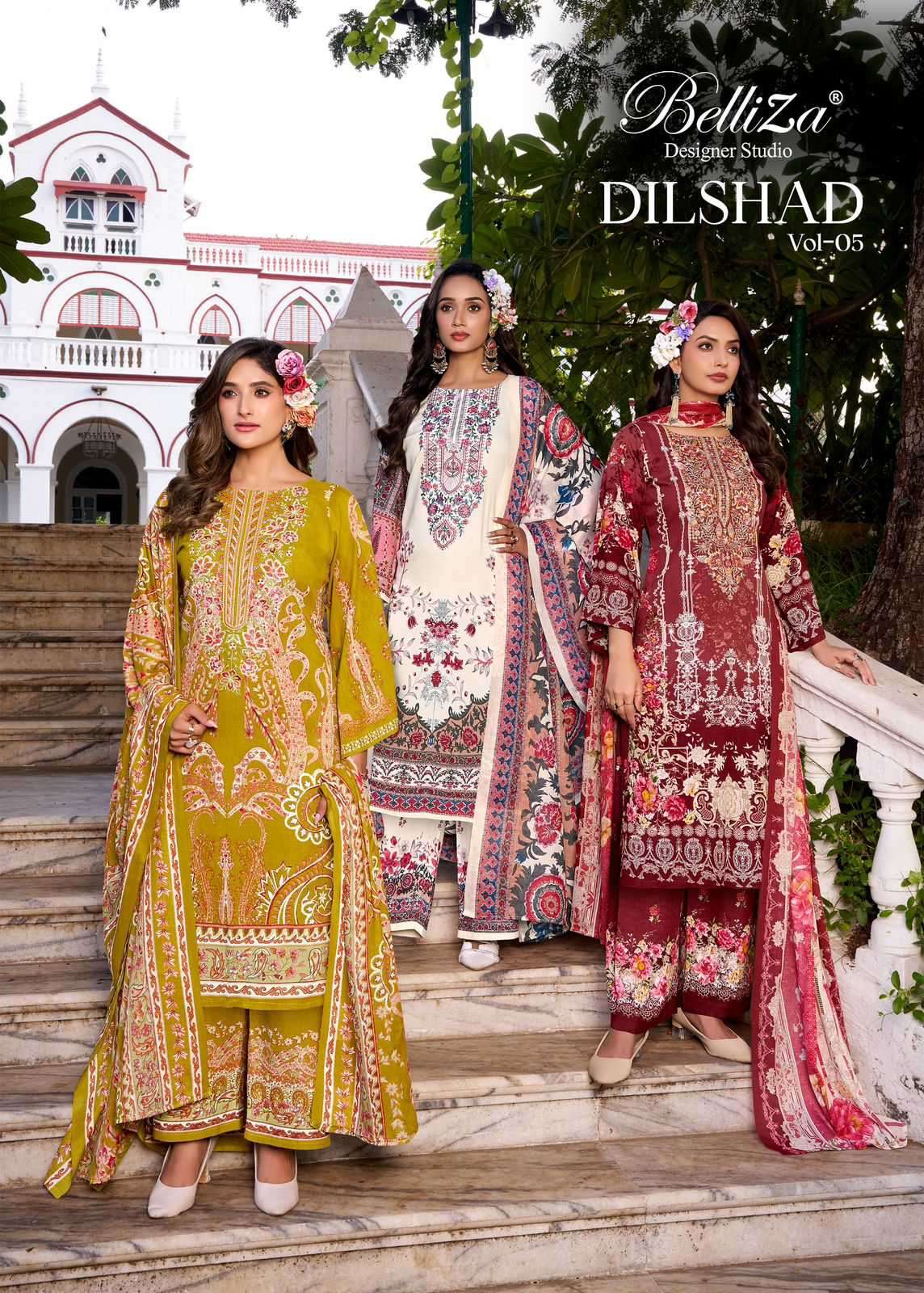 dilshad vol-5 by belliza designer viscose rayon heavy self embroidered salwar kameez wholesale price surat