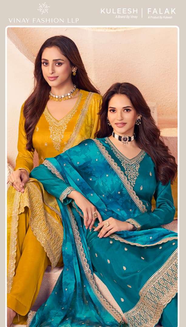 falak by vinay fashion 77101-77104 series moga silk embroidered salwar kameez wholesale price surat