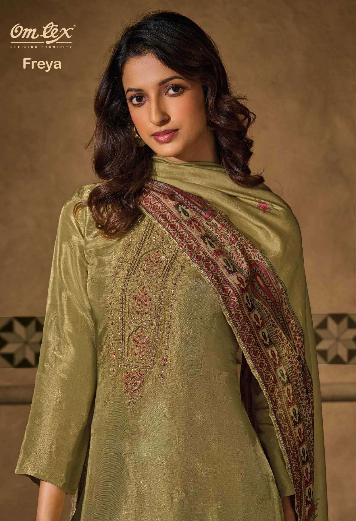 freya by omtex latest designer silk jacquard salwar kameez wholesale price surat