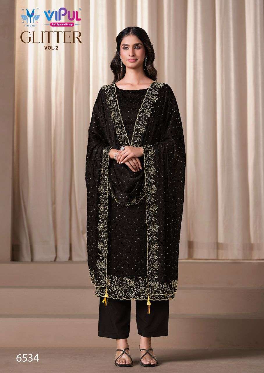 glitter vol-2 by vipul fashion 6534 chiffon designer salwar kameez wholesale price surat