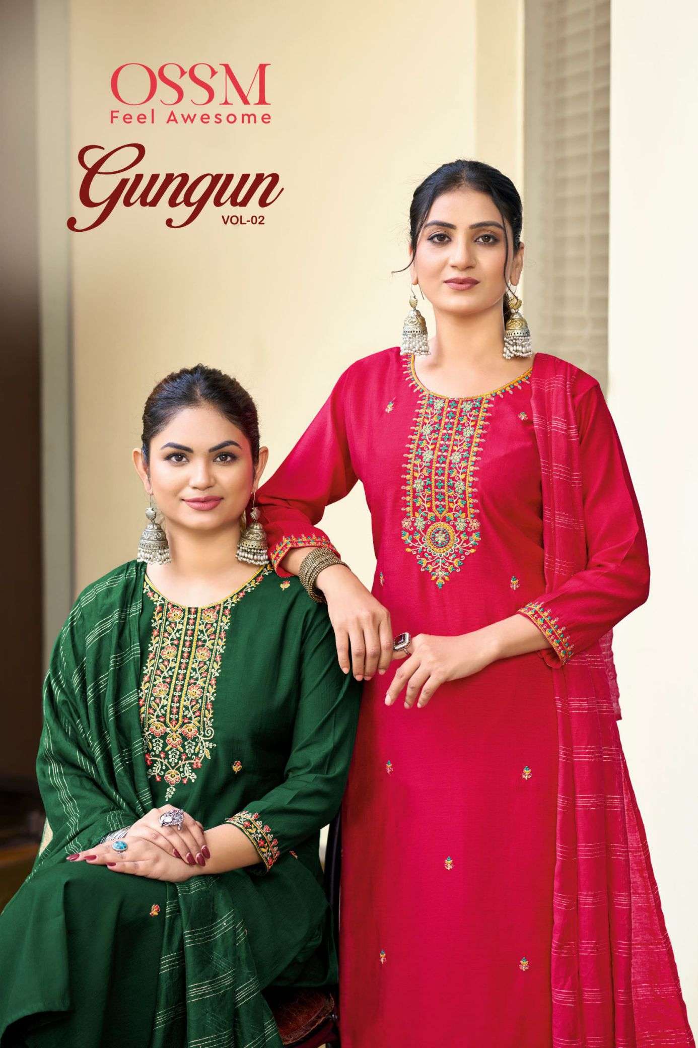 gungun vol-2 by ossm 1001-1006 series fancy embroidered readymade salwar kameez wholesale price surat