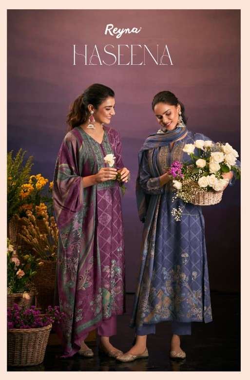 haseena by reyna 10424-10427 series pashmina with handwork designer salwar kameez wholesale price surat