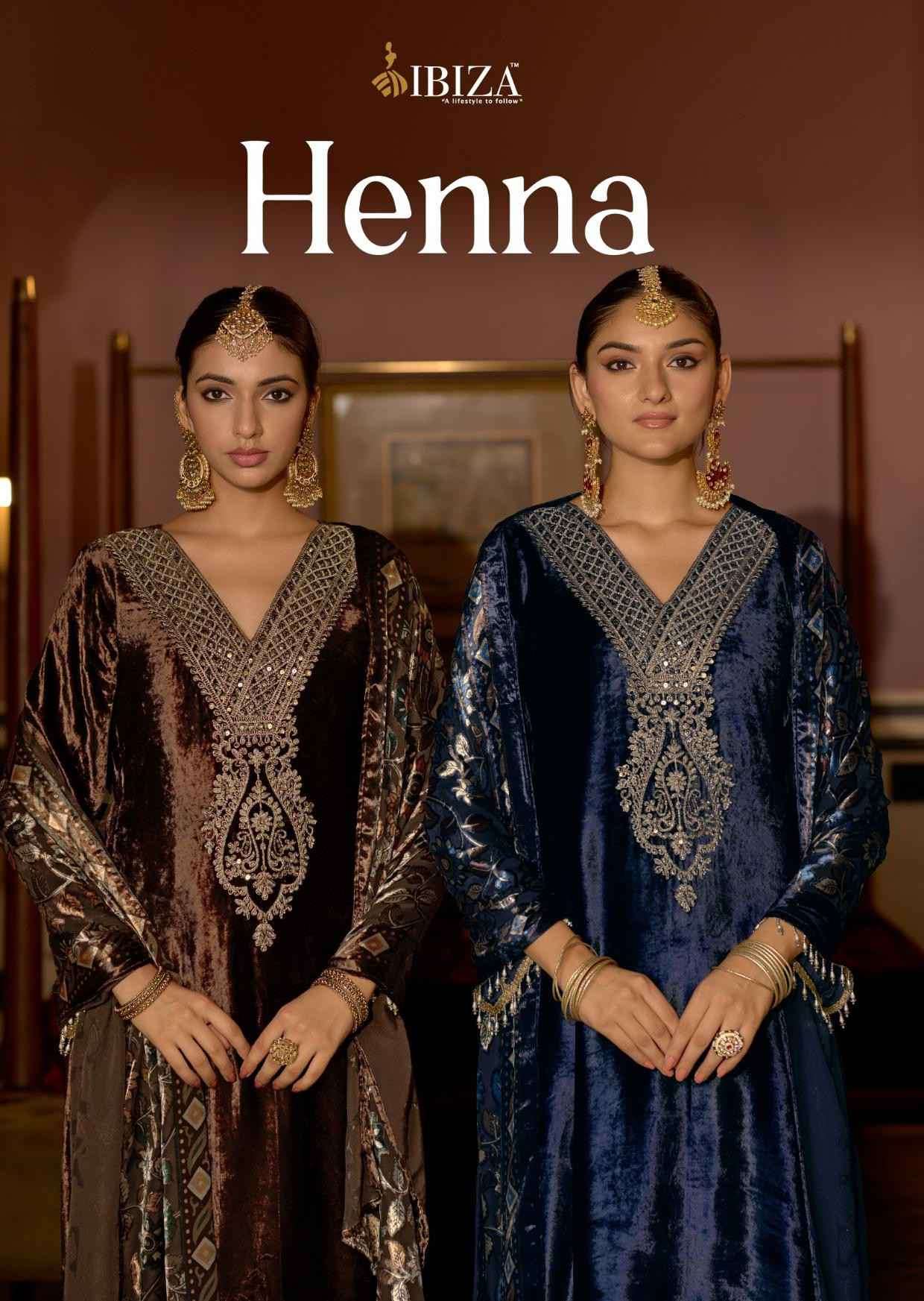 henna by ibiza lifestyle 18811-18814 series fancy beads work velvet salwar kameez wholesale price surat
