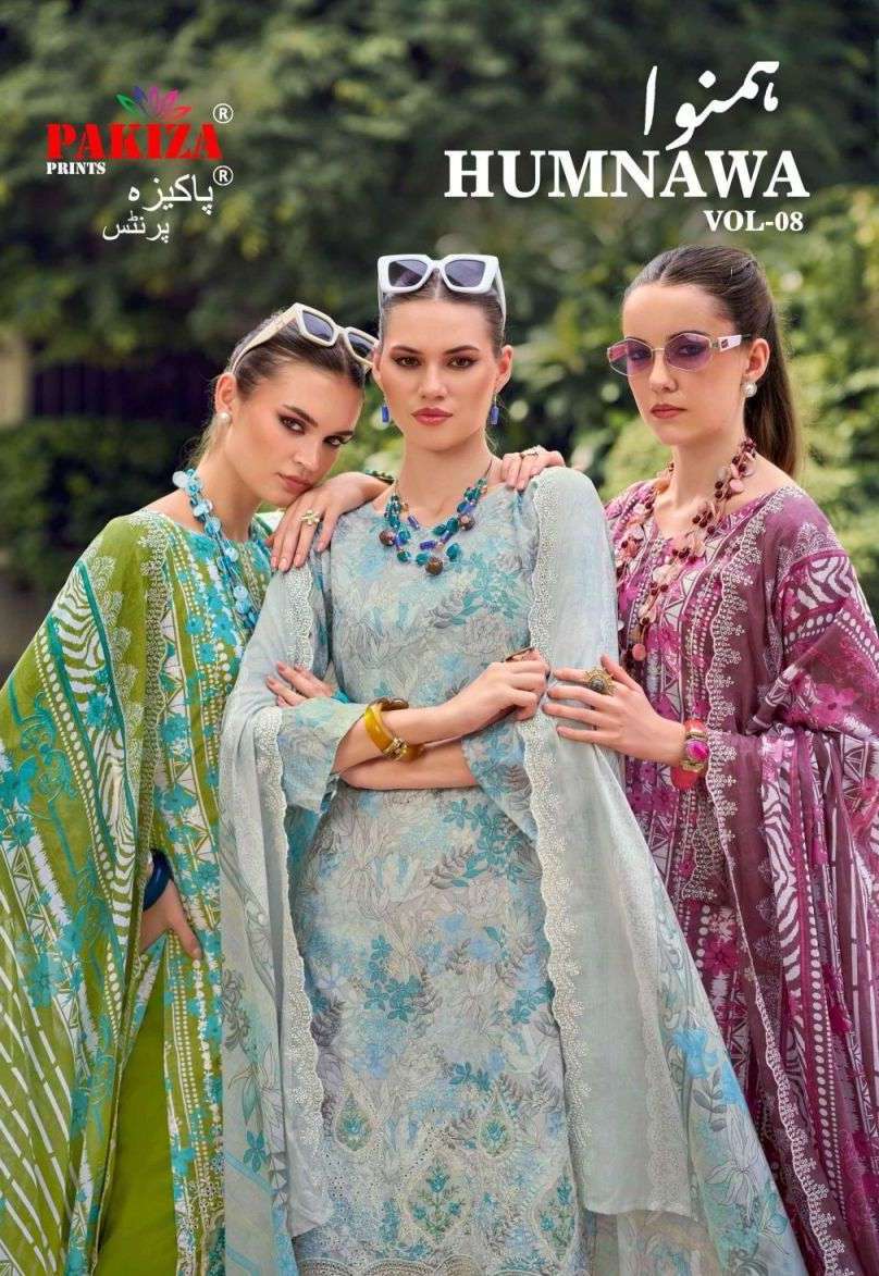  humnawa vol-8 by pakiza print 8001-8010 series lawn cotton designer salwar kameez wholesale price surat