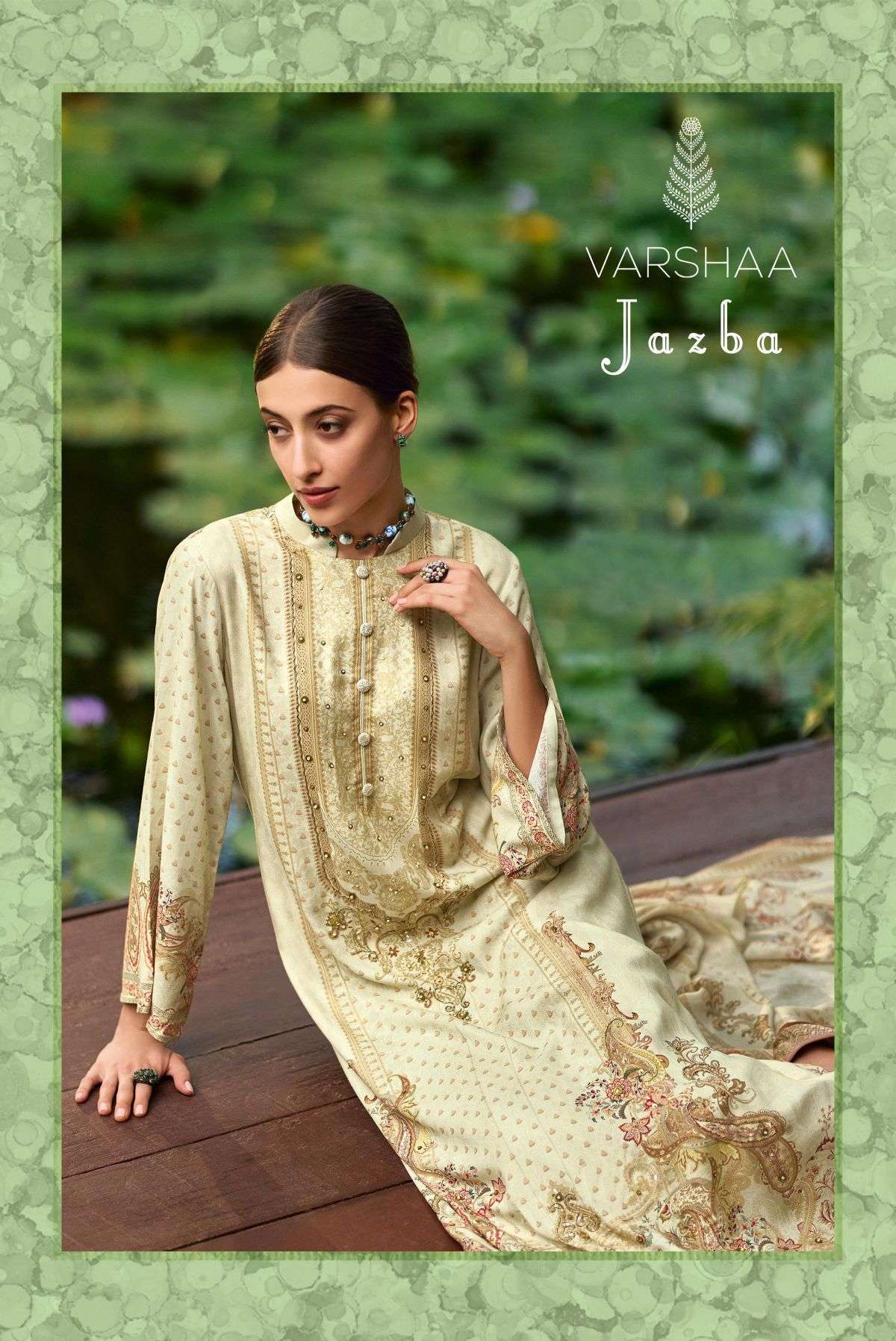 jazba by varsha digital printed viscose pashmina designer salwar kameez wholesale price surat