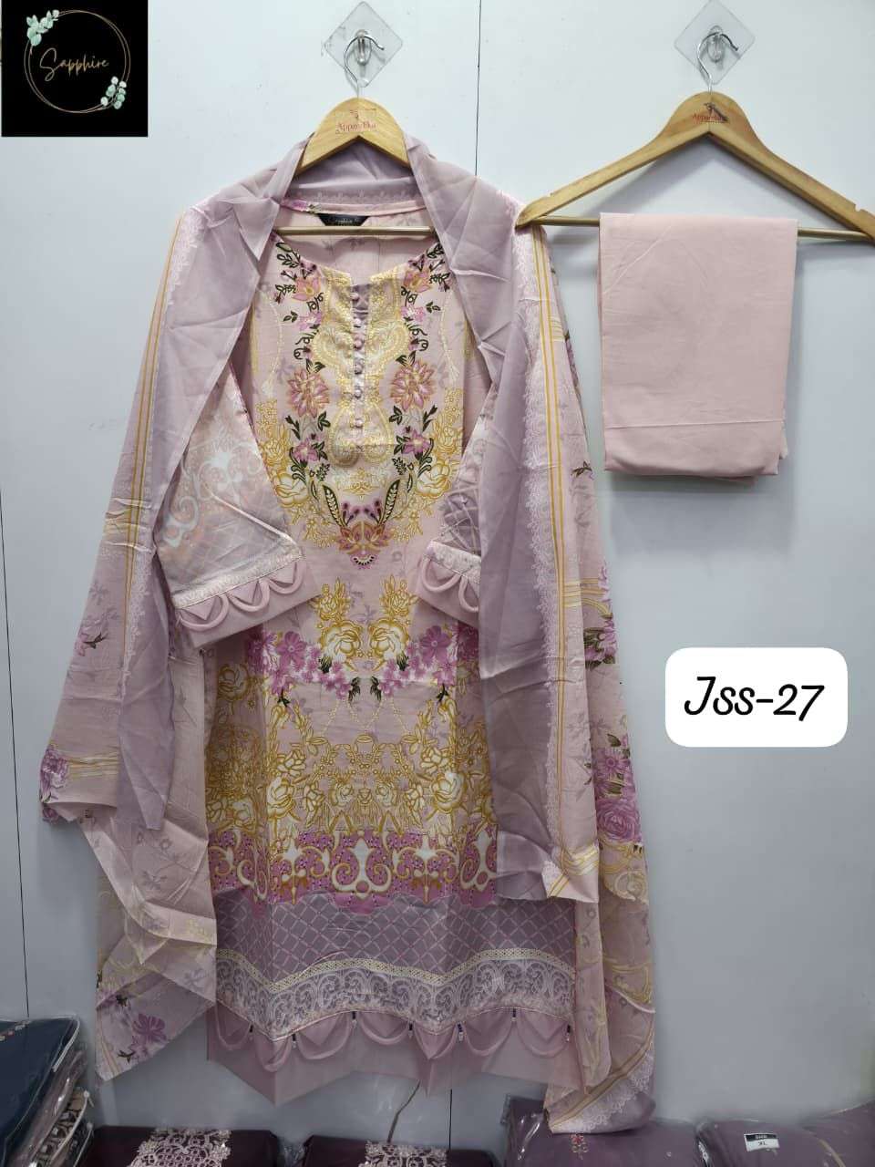 jazmin ss vol-27 by sapphire fancy handwork printed lawn readymade salwar kameez wholesal price surat