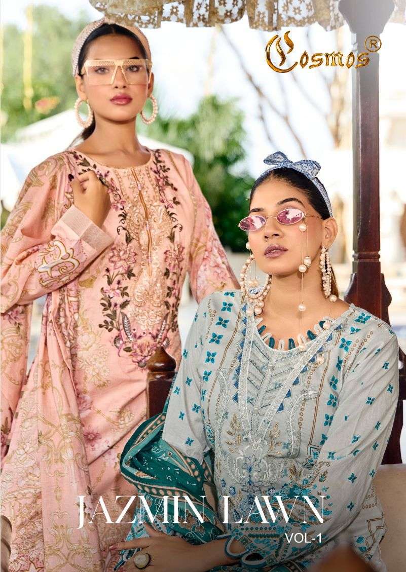 jazmin vol-1 by cosmos 1001-1006 series lawn cotton salwar kameez wholesale price surat