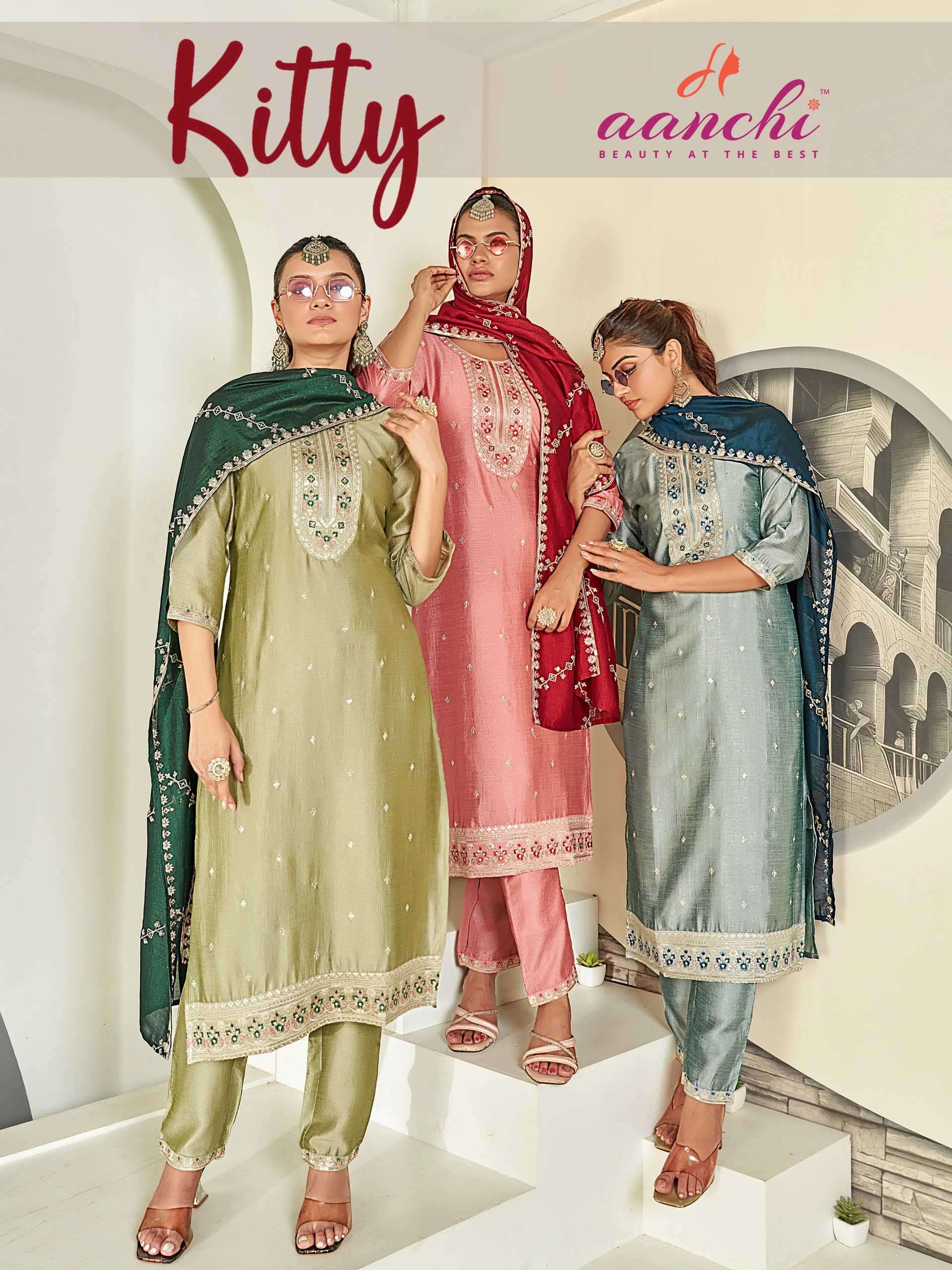 kitty by aanchi vichitra silk designer readymade salwar kameez wholesale price surat
