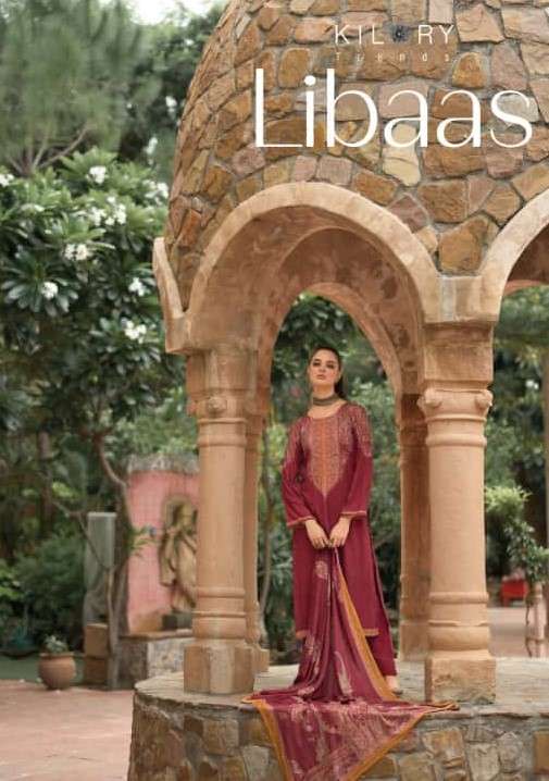 LIBAAS BY KILORY TRENDZ PURE PASHMINA UNSTICH SALWAR SUITS COLLECTION WHOLESALE PRICE SURAT