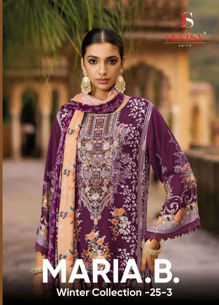 maria b winter collection 25-3 by deepsy suit embroidered pashmina salwar kameez wholesale price surat