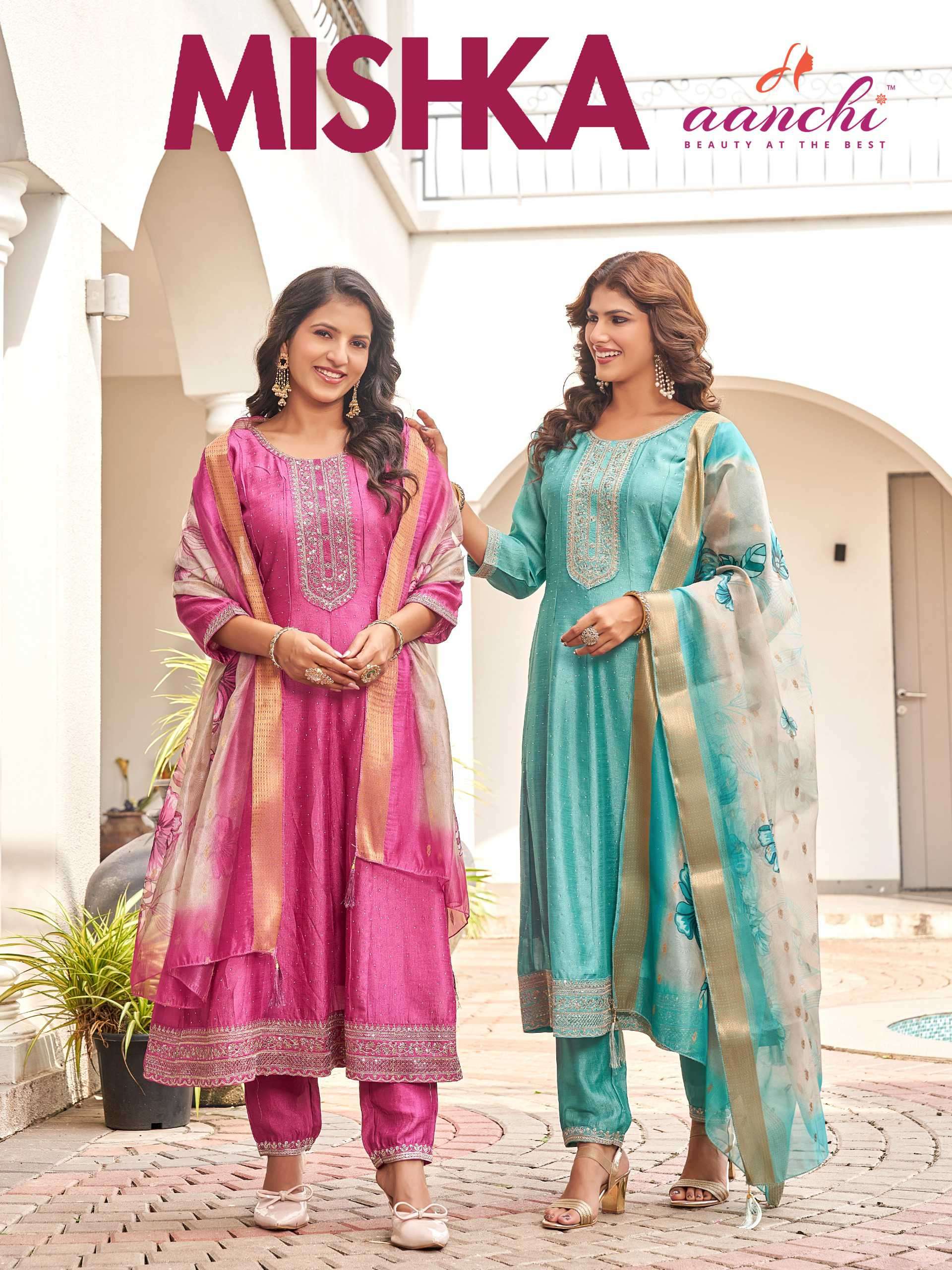 mishka by aanchi vichitra silk fancy deigner readymade salwar kameez wholesale price surat