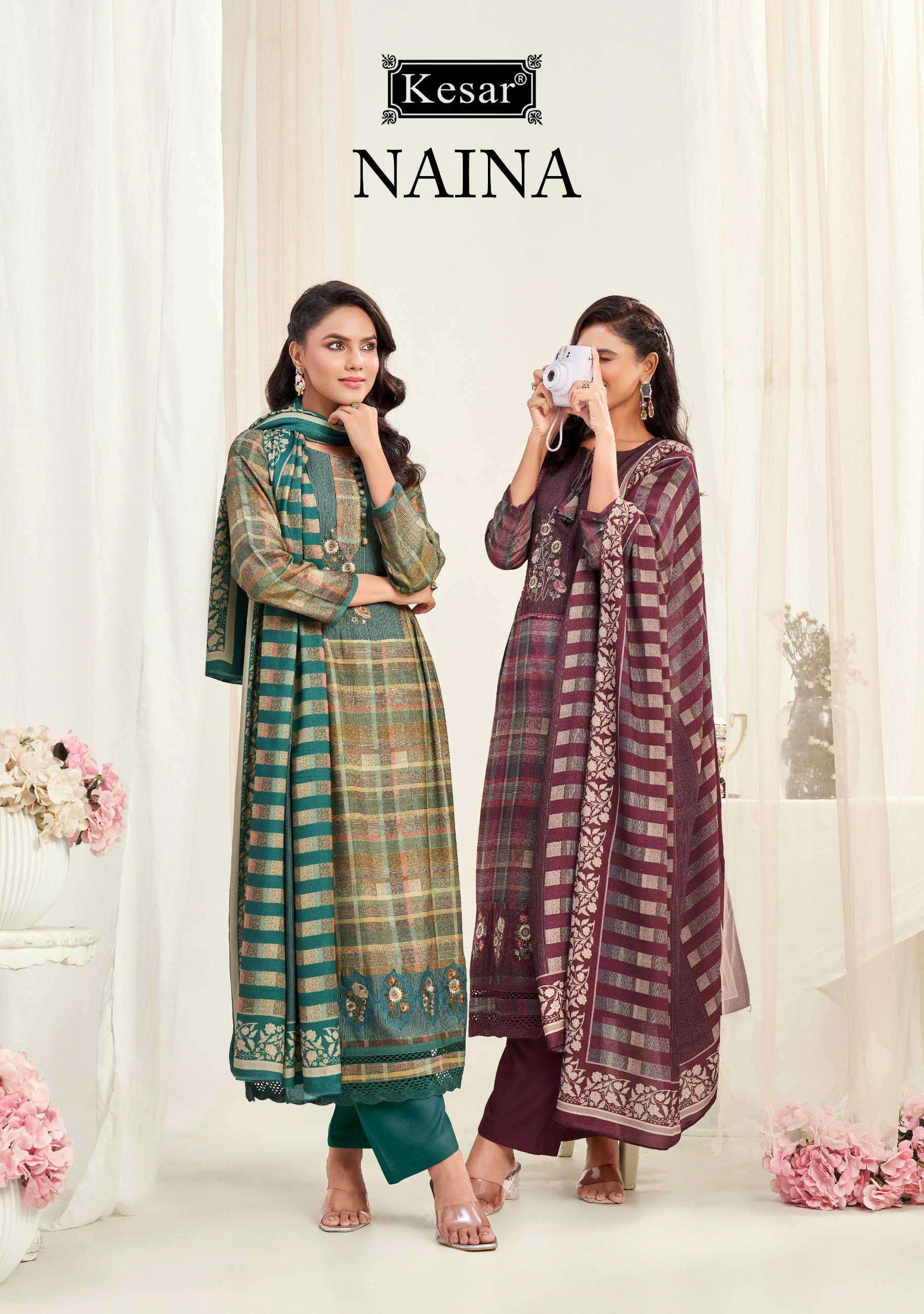 naina by kesar 1001-1004 series viscose pashmina designer salwar kameez wholesale price surat