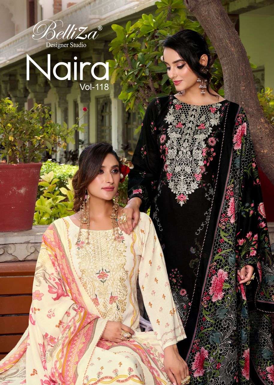 naira vol-118 by belliza designer self embroidered cotton salwar kameez wholesale price surat