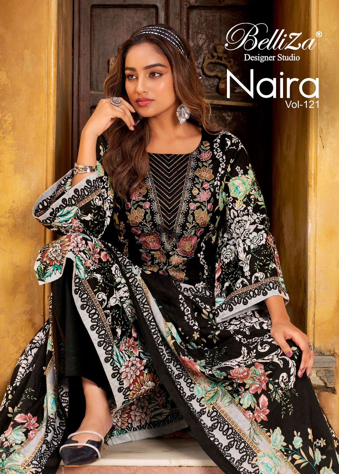 naira vol-121 by belliza designer cotton heavy embroidered salwar kameez wholesale price surat