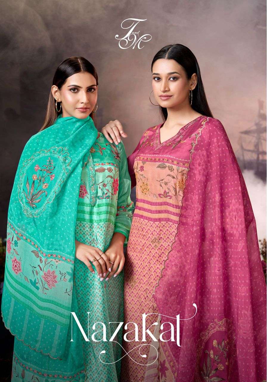 nazakat by t&m exclusvie designer fancy handwork pashmina salwar kameez wholesale price surat