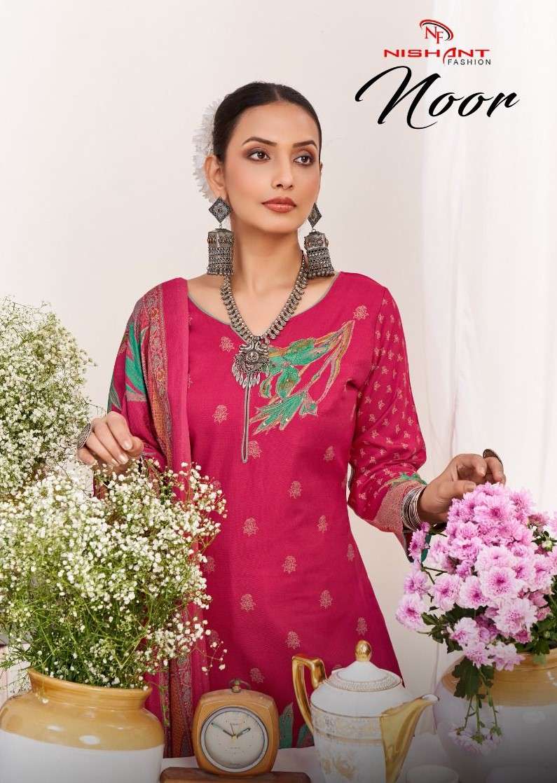 NOOR BY NISHANT FASHION PURE PASHMINA UNSTICH SALWAR KAMEEZ WHOLESALE PRICE SURAT