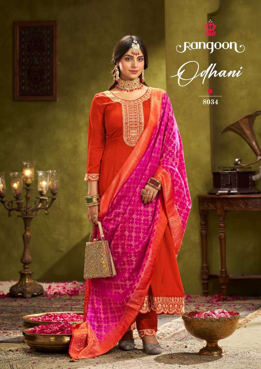 odhani by rangoon chinon silk party wear readymade collection wholesale price surat