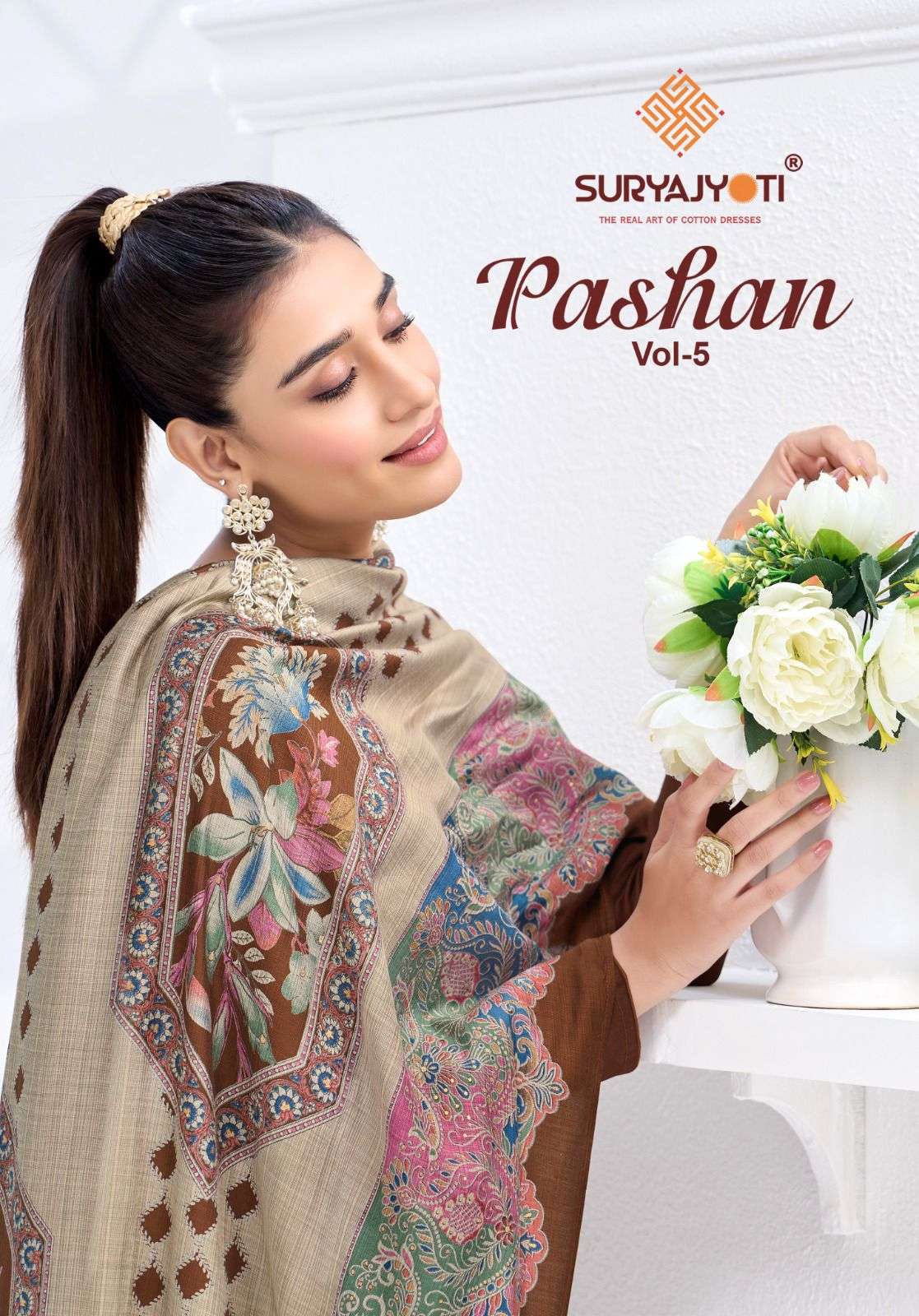 pashan vol-5 by suryajyoti 5001-5006 series fancy embroidered jam satin salwar kameez wholesale price surat