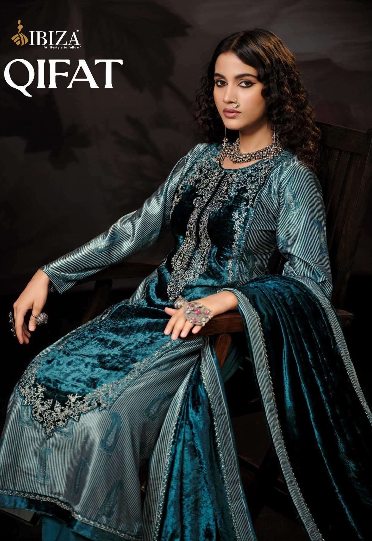 qifat by ibiza lifestyle fancy digital printed velvet salwar kameez wholesale price surat