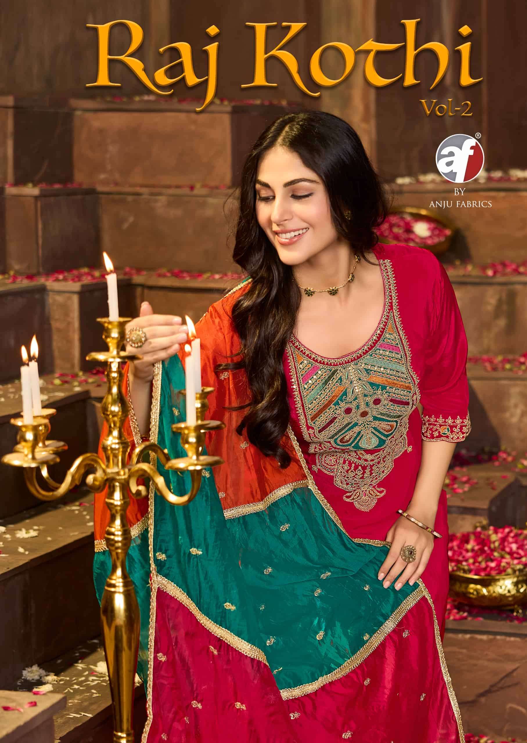 raj kothi vol-2 by anju fabric 4271-4276 series exclusive designer natural crape readymade kurti wholesale price surat