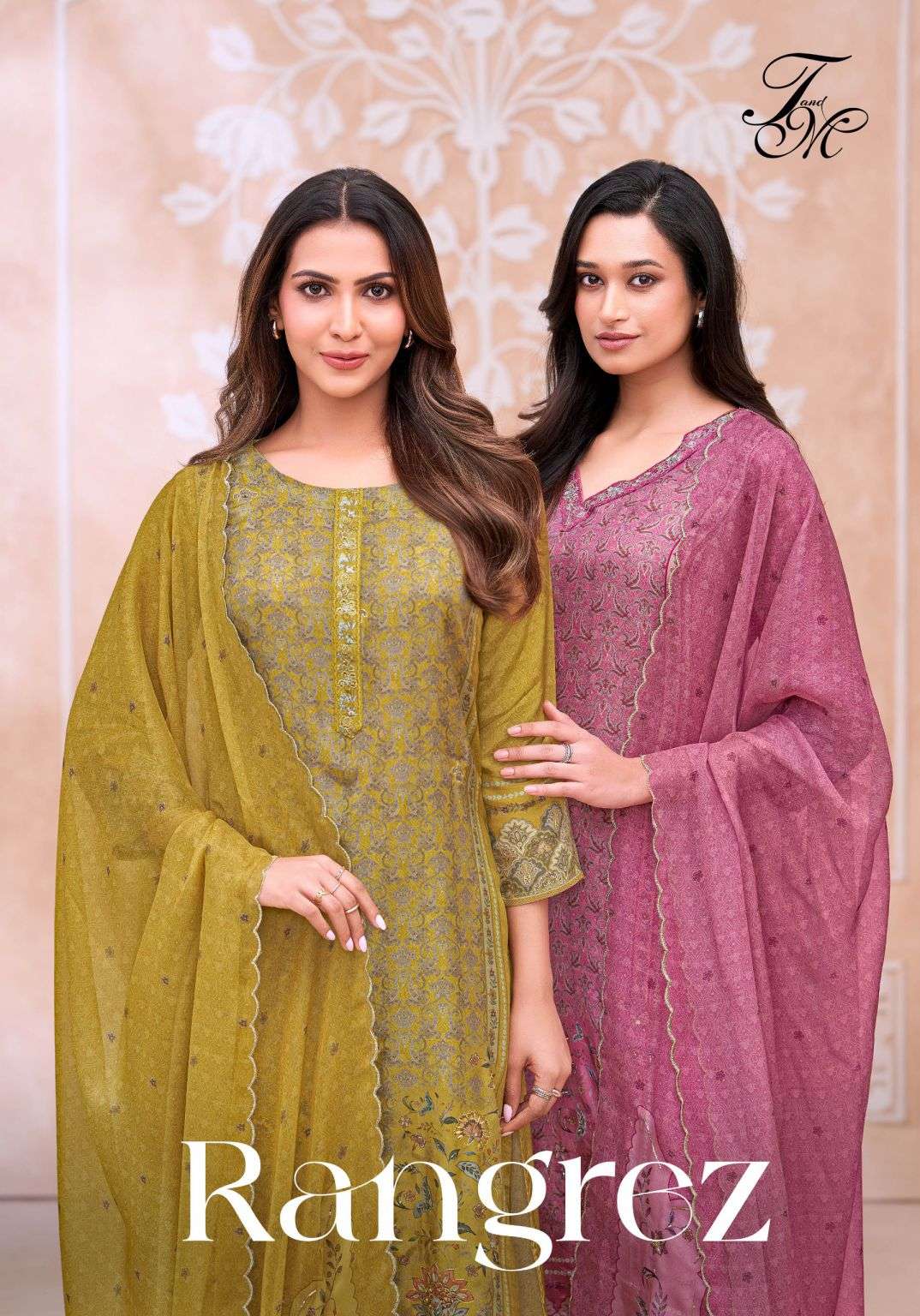 rangrez by t&m fancy embroidered silk printed salwar kameez wholsale peice surat