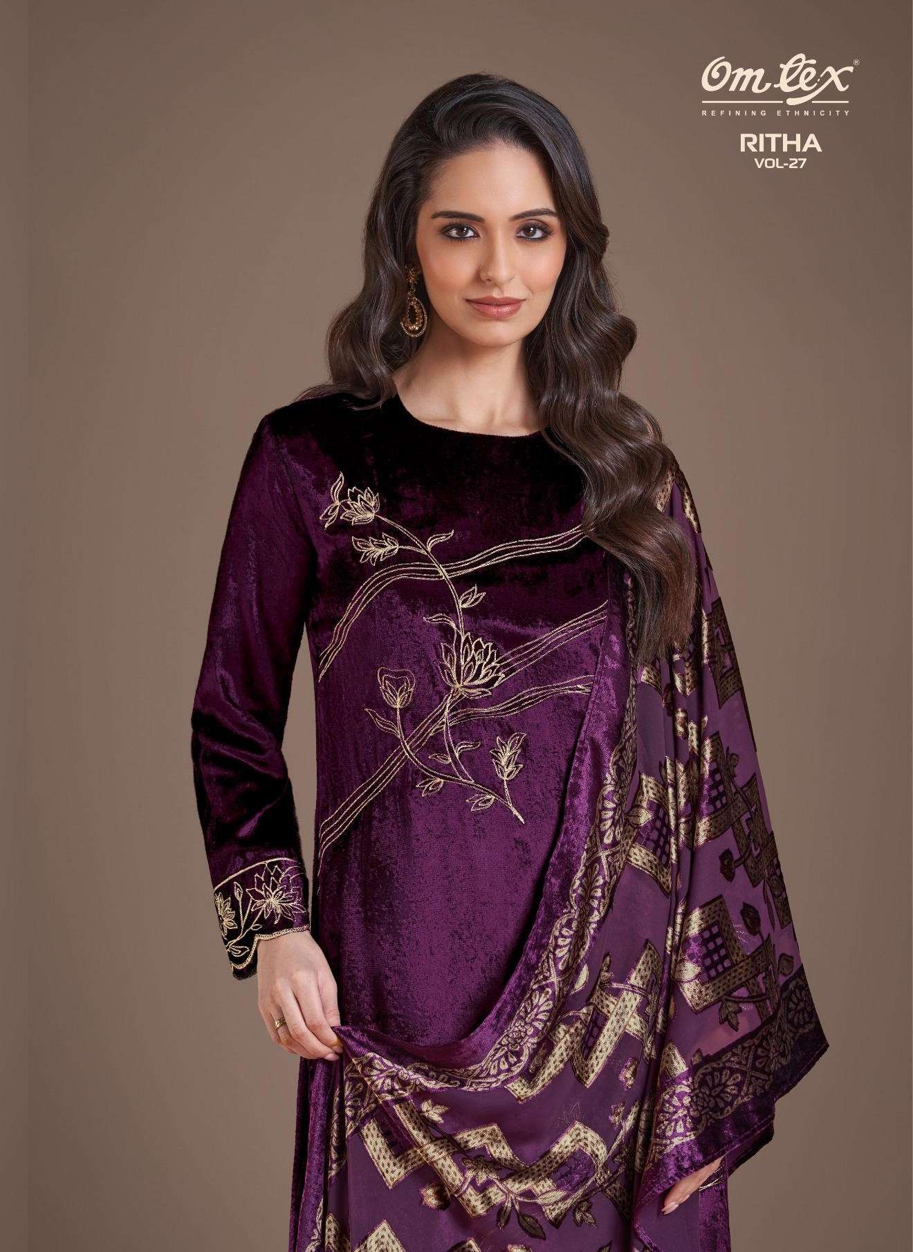ritha vol-27 by omtex 8851 colors viscose velvet salwar kameez wholesale price surat