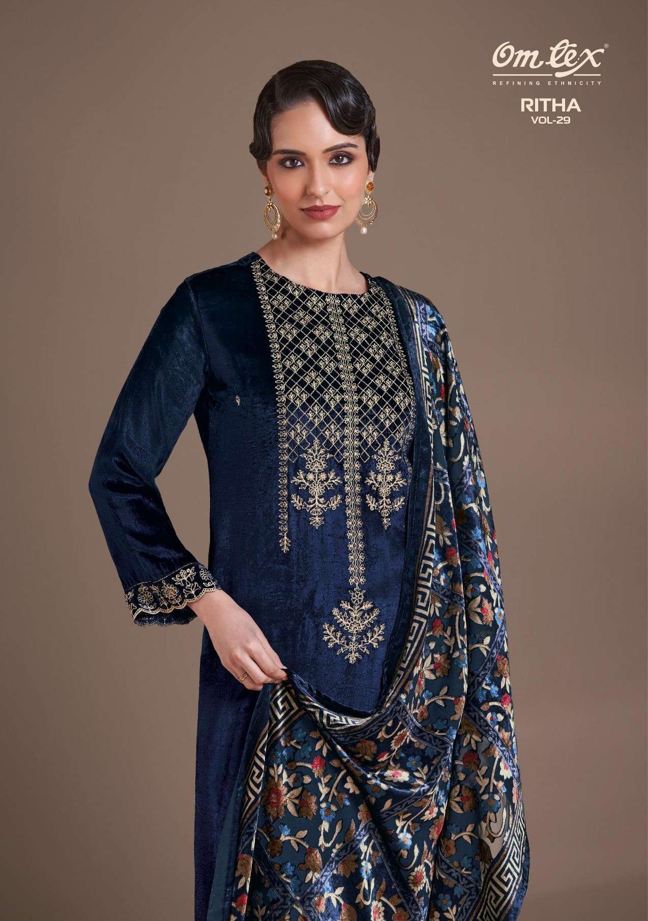 ritha vol-29 by omtex fancy embroidered velvet salwar kameez wholesale price surat