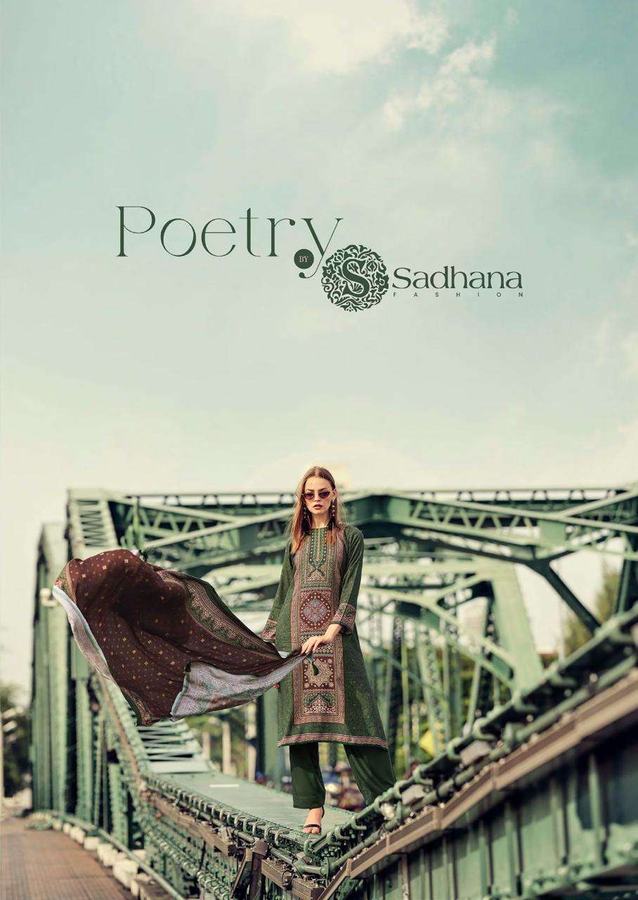 SADHANA FASHION POETRY 11530-11535 VISCOSE PASHMINA UNSTICH SALWAR KAMEEZ WHOLESALE PRICE SURAT