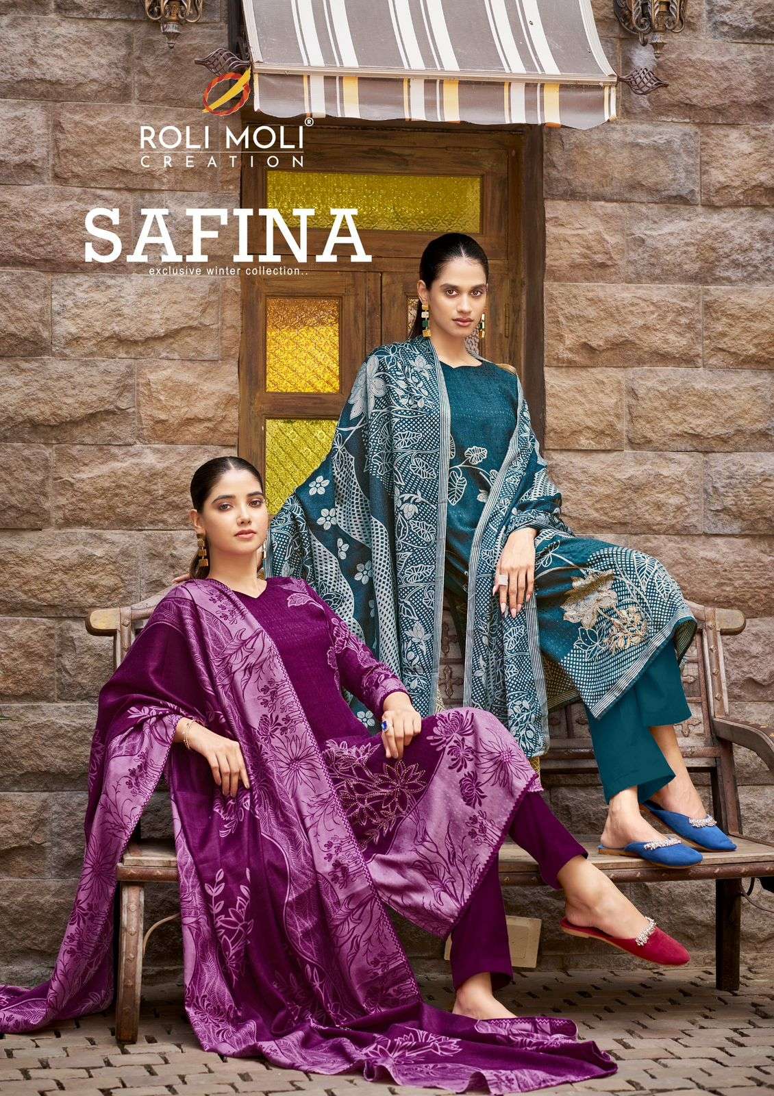SAFINA BY ROLIMOLI CREATION PASHMINA PRINTED WINTER WEAR SALWAR KAMEEZ WHOLESALE PRICE SURAT