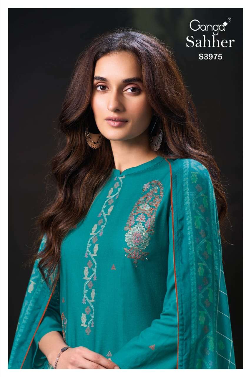 sahher 3975 by ganga pashmina fancy designer salwar kameez wholesale price surat